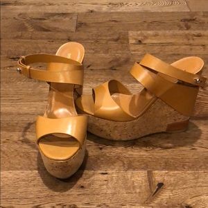 Wore 3x Sergio Rossi cork wedges.